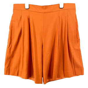 everyday JONES by Madeline Jones Shorts Womens Sz 1X Orange Pockets Linen‎ Blend